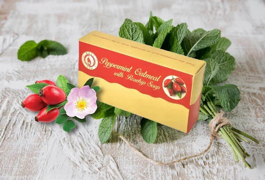 Peppermint, Oatmeal, with Rosehip Soap Bar